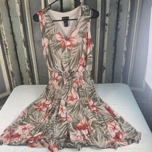 Tropical Floral V-Neck Mini Dress